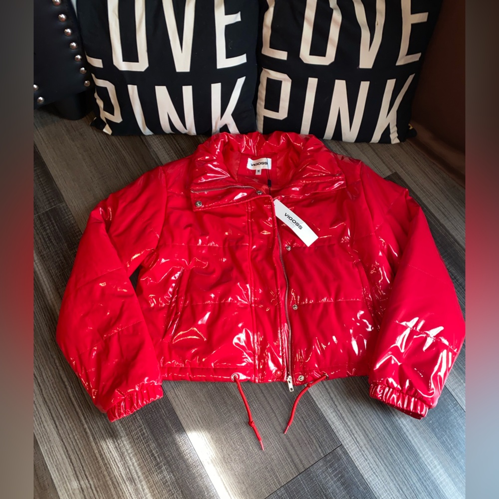 Vigoss Glossy Red Puffer Jacket - Picture 2 of 9